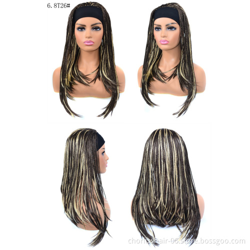 Wholesale 18 Inch Long High Quality Ombre Color  Afro Braided Wigs Perruque Synthetic Wigs With Highlights For Black Women